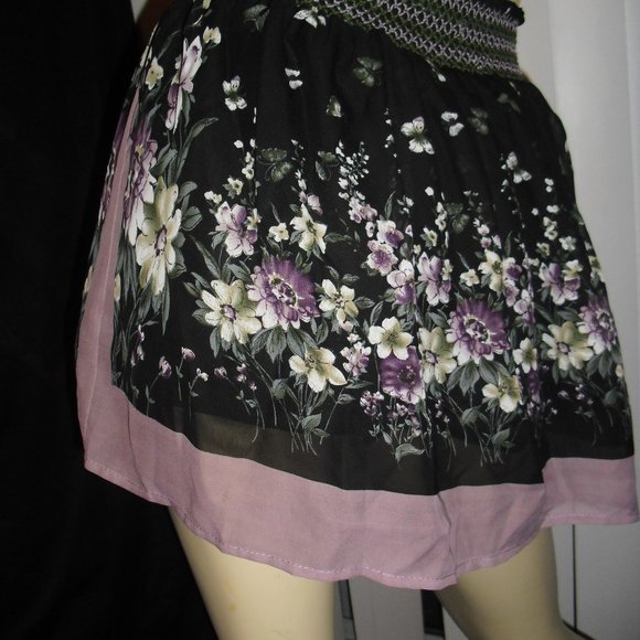 Charlotte Russe,Mini Skirt,border,scarf print,embroidered,smocked,elastic,Unique - Picture 3 of 3